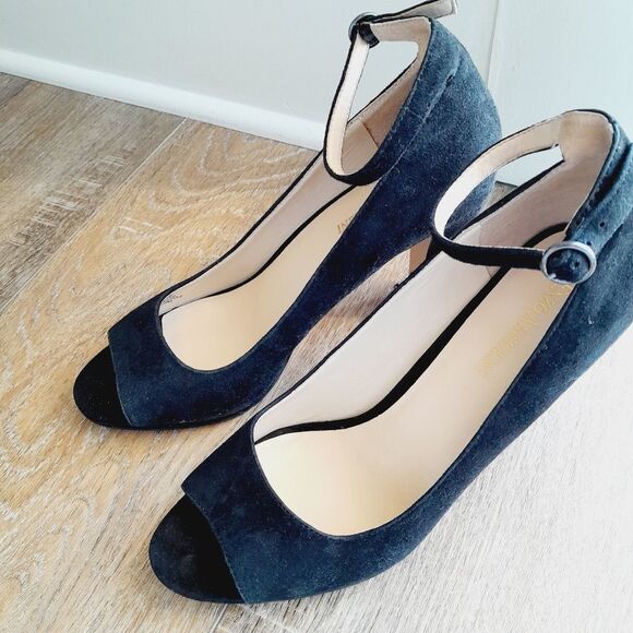 ENZO ANGIOLINI Black Mary Jane Peep Toe Suede Heels Career Wear sz: 8.5 /39 - Picture 3 of 6